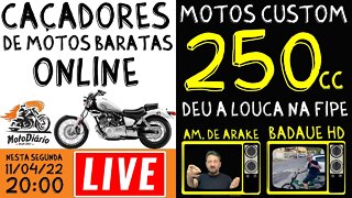 Caçadores de Motos BARATAS ONLINE: Motos Custom 250cc. Americanos REAGEM: AO VIVO