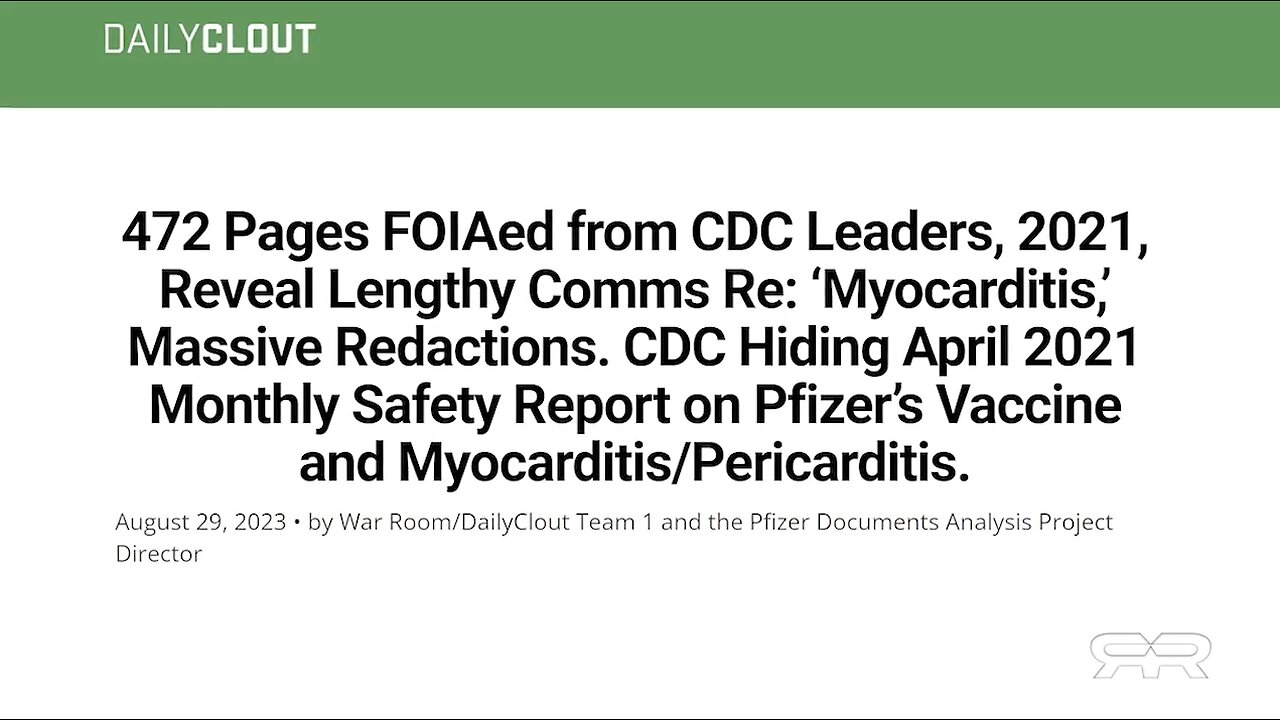 COVID Shots | "The White House & the Entire COVID Response Team Knew That the COVID Vaccines Were Killing People & Causing Blood-clots, Heart Attacks & Myocarditis. They Knew In Spring of 2021 That These Shots Were Killing People."