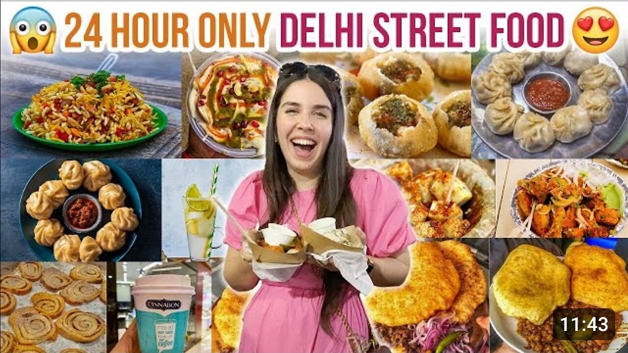 Eating only DELHI STREET FOOD 🥝 for 24 | Heli Ved hours