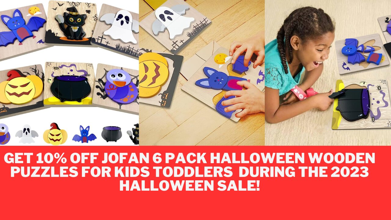 Get 10% off Jofan 6 Pack Halloween Wooden Puzzles for Kids Toddlers During the 2023 Halloween Sale!