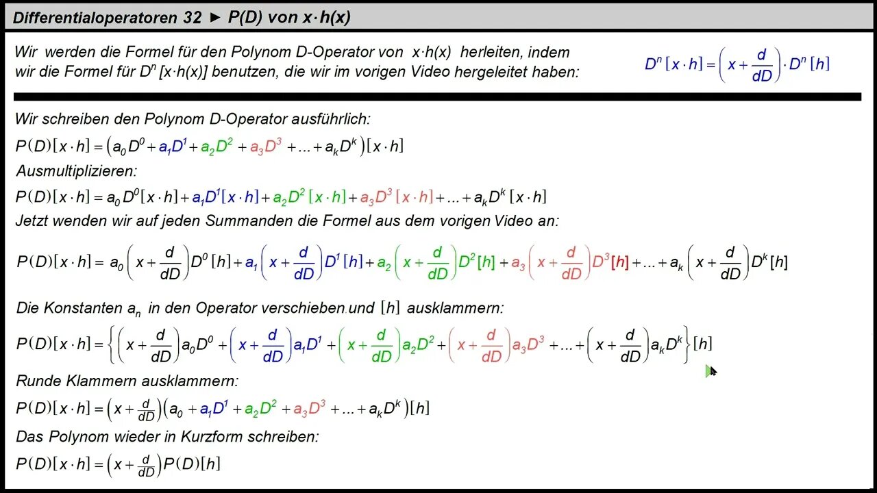 Differentialoperator 32 ►P(D) [x·h(x)]