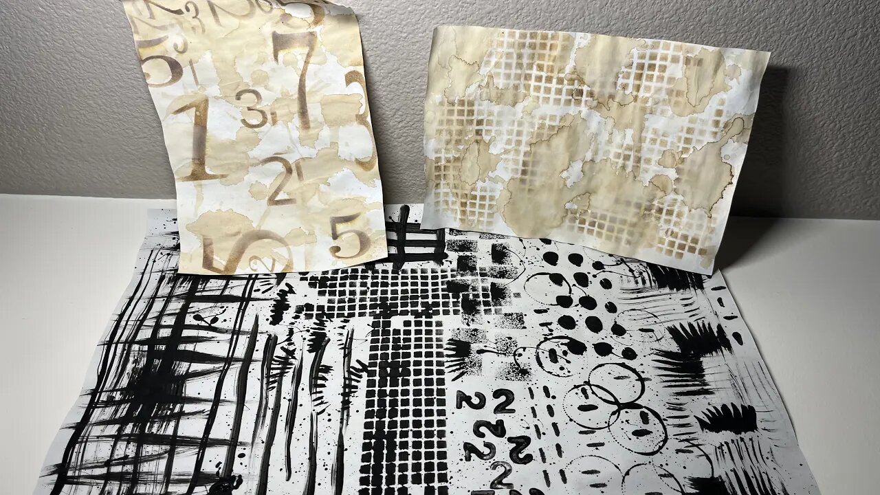 Mark Making and Coffee Dye Spattered Backgrounds