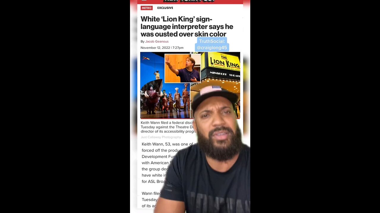 The Woke Broadway Lion King🦁 Fires A Man Because He Is WHITE 🤦🏻‍♂️🤯