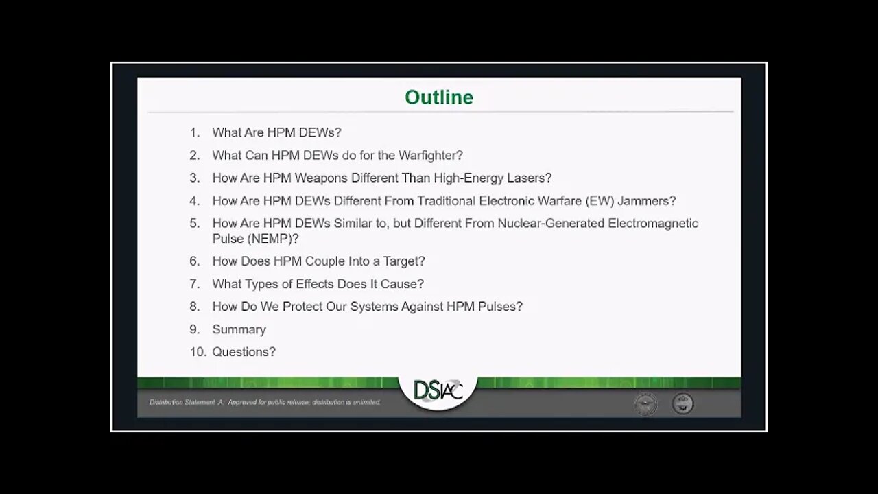 Gang Stalking - DSIAC Webinar: High Power Radio Frequency/Microwave-Directed Energy Weapon Effects