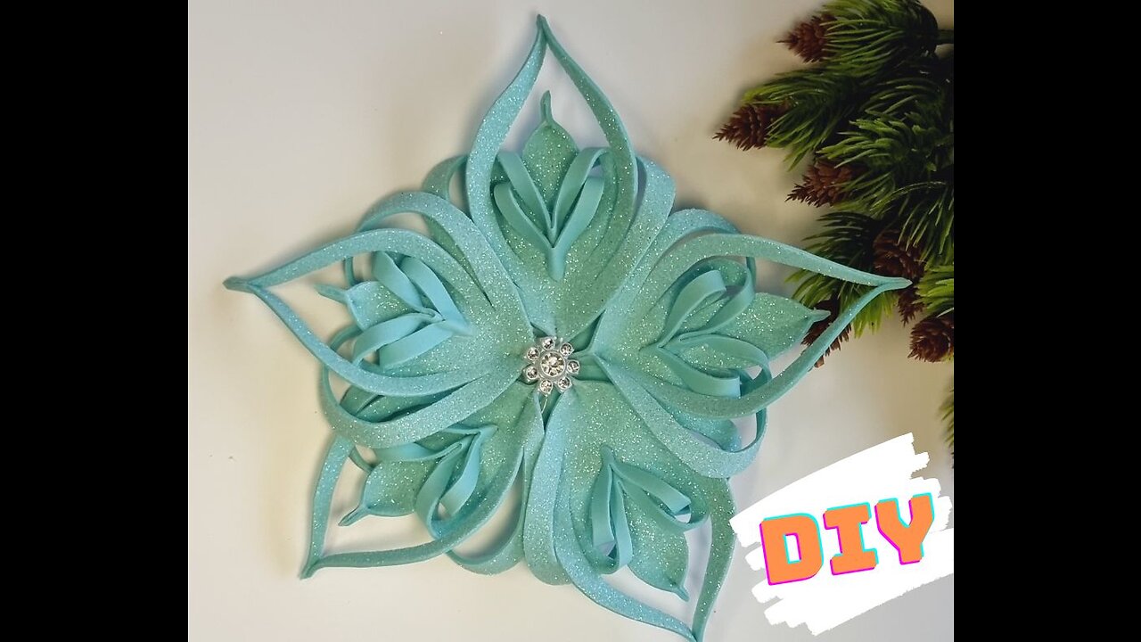 Stunningly Beautiful Snowflake Made from Glitter Foam with your Own Hands. Christmas decorations