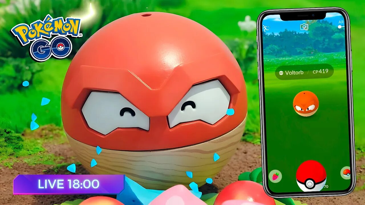 🕕 VOLTORB 100%! CONSIGA MUITA POEIRA ESTELAR! Hora do Holofote! NÃO TEM SHINY! Pokémon GO!