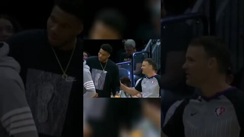 Giannis Trying to Share POPCORN to the REF. LOL