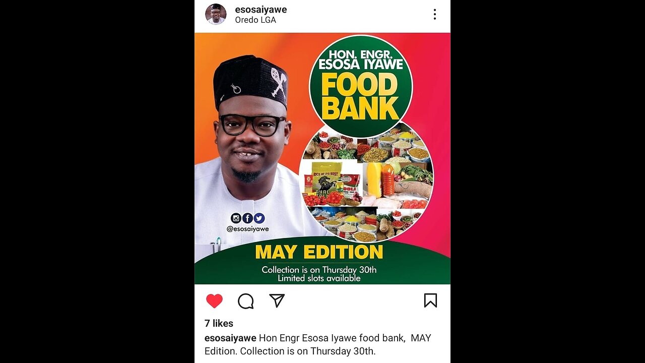 Hon Engr Esosa Iyawe, Food Bank Palliative, Labour Party Constituency,Benin City