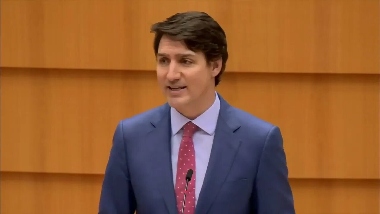 Hypocrite Trudeau Speaks to NATO EU about Democracy to Empty Seats