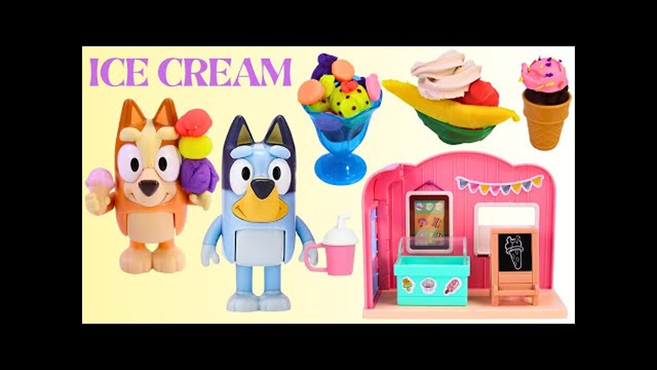 Bluey and Bingo Makes Ice Cream Clay Dough at the Shop