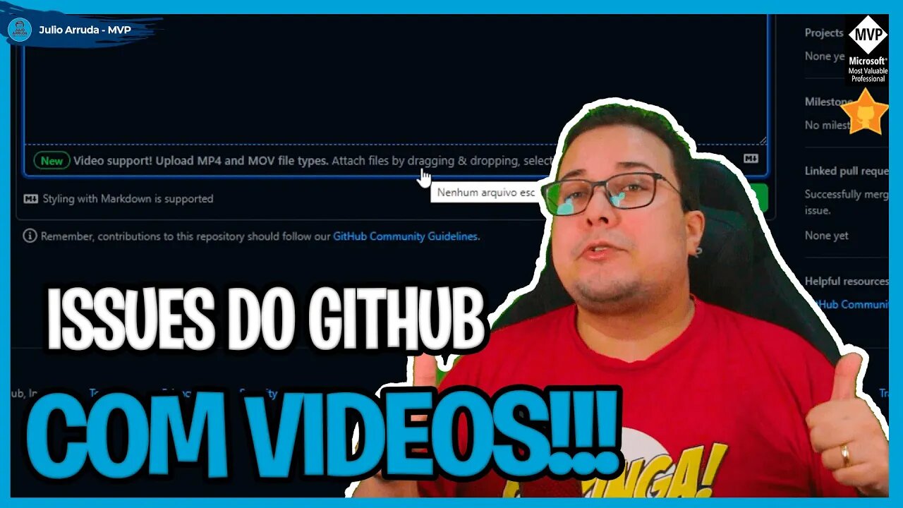 Incluindo um vídeo na sua Issue do GitHub | Arruda Drops