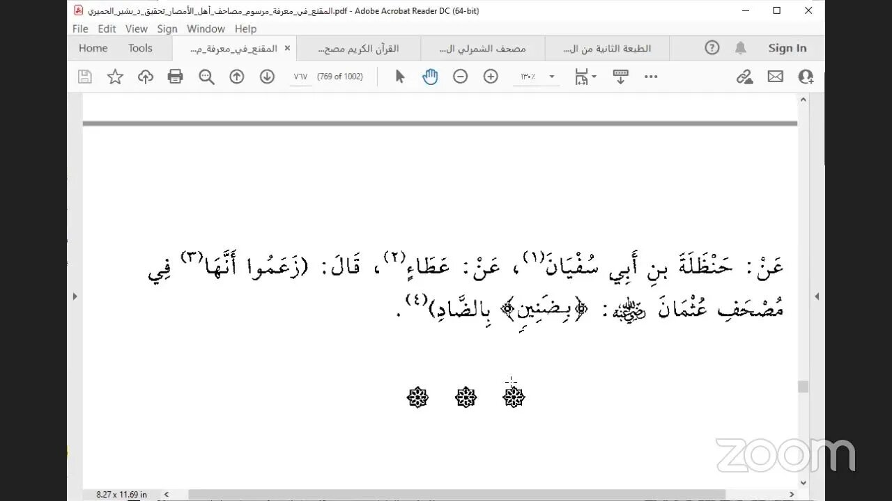 29- المجلس 29 من كتاب : المقنع في رسم المصاحف ، للإمام الداني باب ذكر ما رسم في المصاحف من هاءات