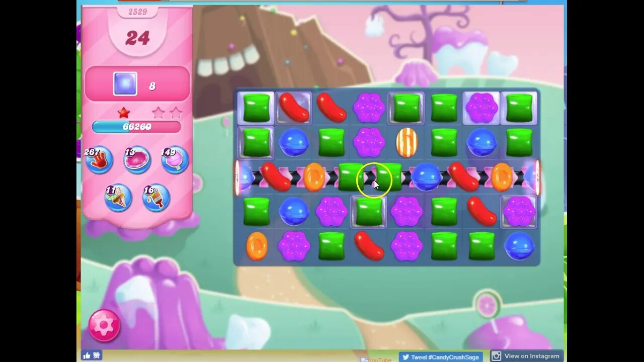 Candy Crush Level 2529 Audio Talkthrough, 2 Stars 0 Boosters