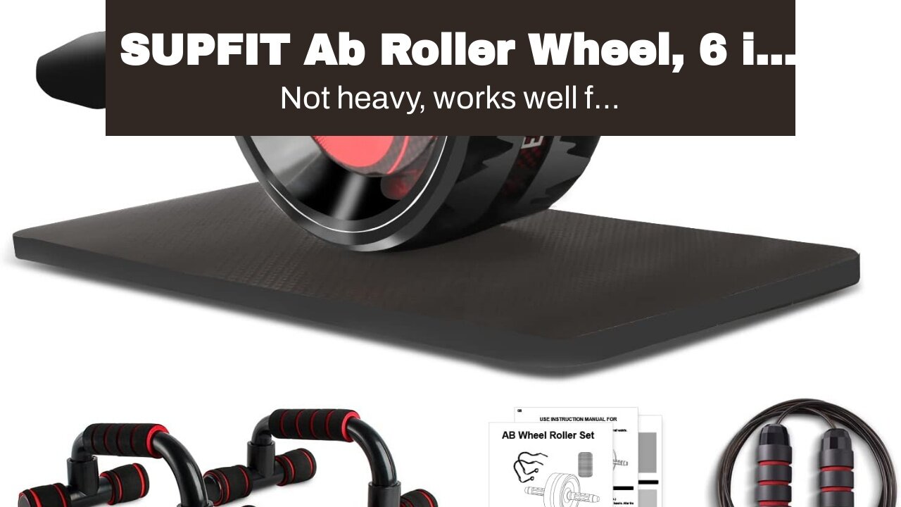 SUPFIT Ab Roller Wheel, 6 in 1 Ab Roller kit with Knee Pads, Push-Up Bars, Resistance Bands, Wo...