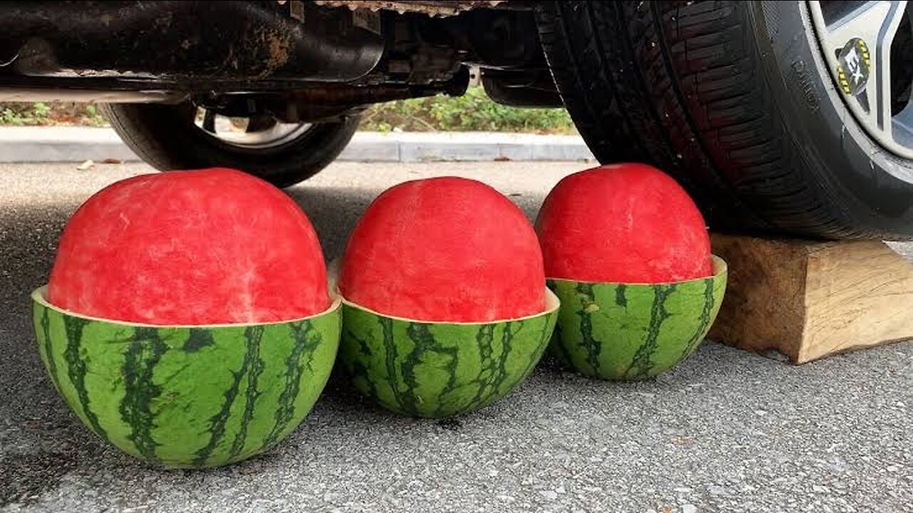 Car Crushing Experiment Crushing Watermelon 🍉 Without Cover 1 Minute Craft Only