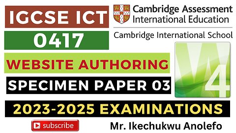 IGCSE ICT Specimen Paper 03 2023-2025 Website Authoring Microsoft Expression Web 4