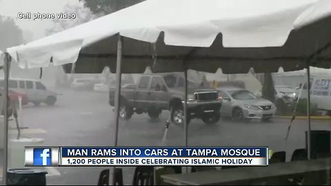 CAUGHT ON CAMERA: Man slams into cars at Tampa mosque then speeds off
