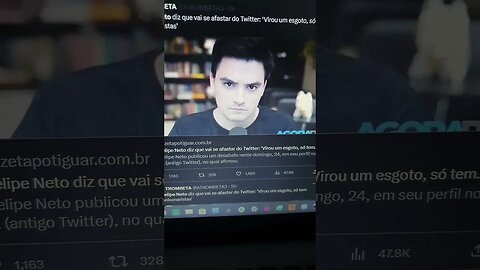 felipe neto diz que vai se afastar do twitter... virou esgoto... só tem bolsonaristas KKK sei sei