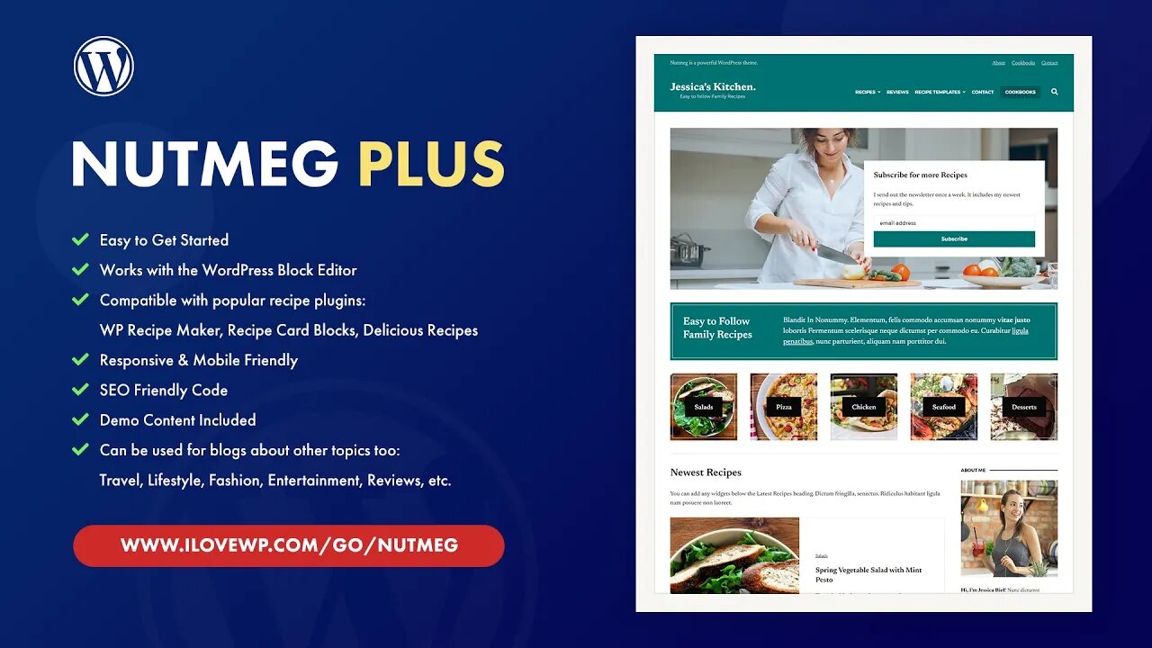 Food Blogging & Recipes WordPress Theme - Nutmeg Plus by ILOVEWP