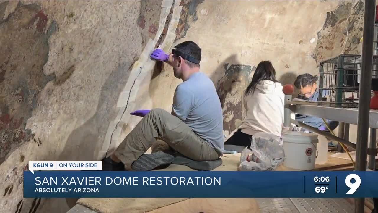 Rare look inside dome restoration at San Xavier del Bac Mission