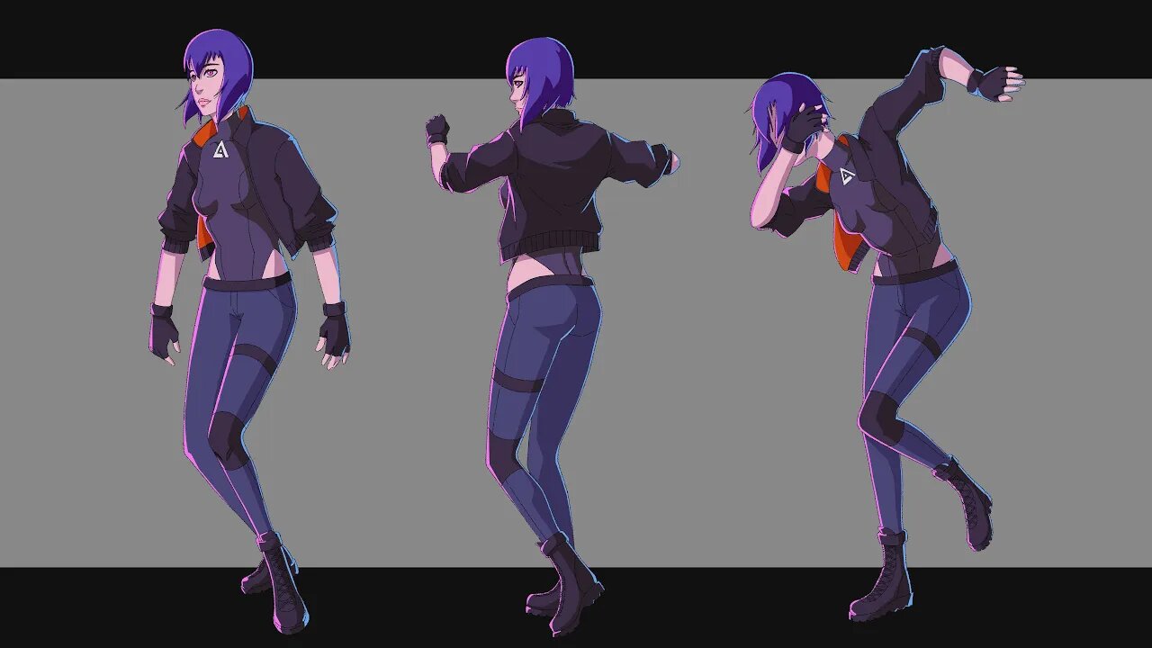 GHOST IN THE SHELL SAC. TAKING GESTURE DRAWINGS TO FINAL FULL PROCESS.#gits #drawinganime #process