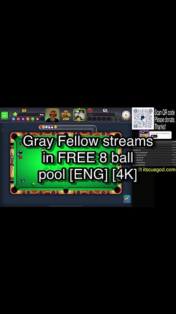 Gray Fellow streams in FREE 8 ball pool [ENG] [4K] 🎱🎱🎱 8 Ball Pool 🎱🎱🎱