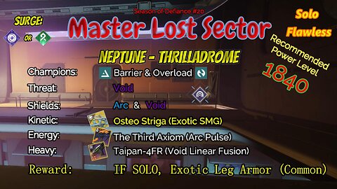 Destiny 2 Master Lost Sector: Neptune - Hydroponics Delta on my Solar Titan 5-17-23