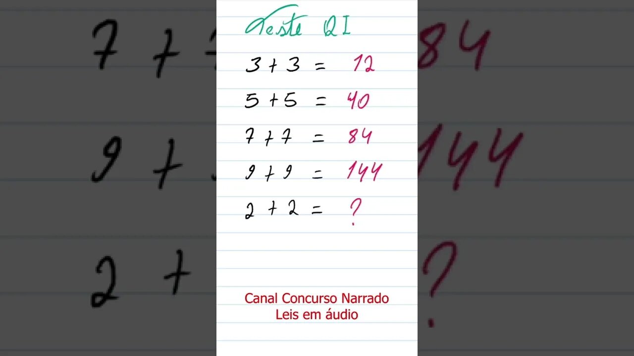 Teste de QI Raciocínio Lógico #shorts