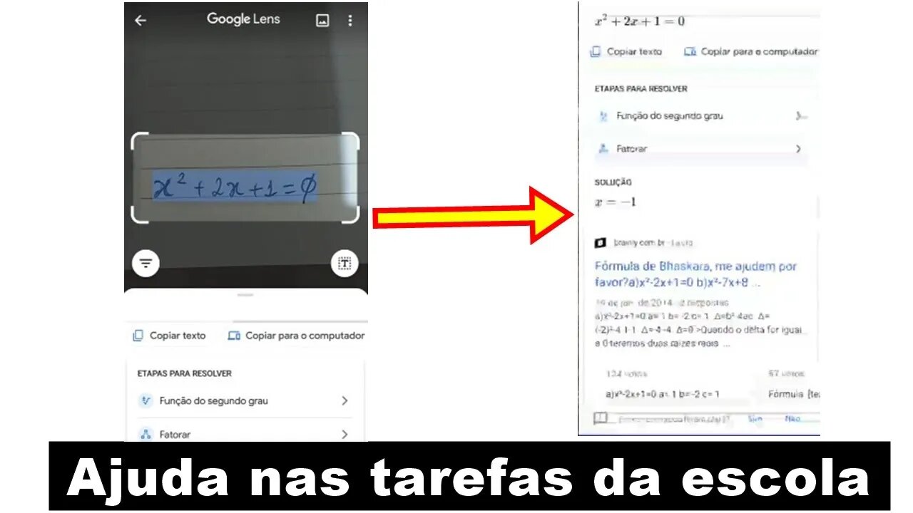 Ajuda nas tarefas da escola com Google Lens