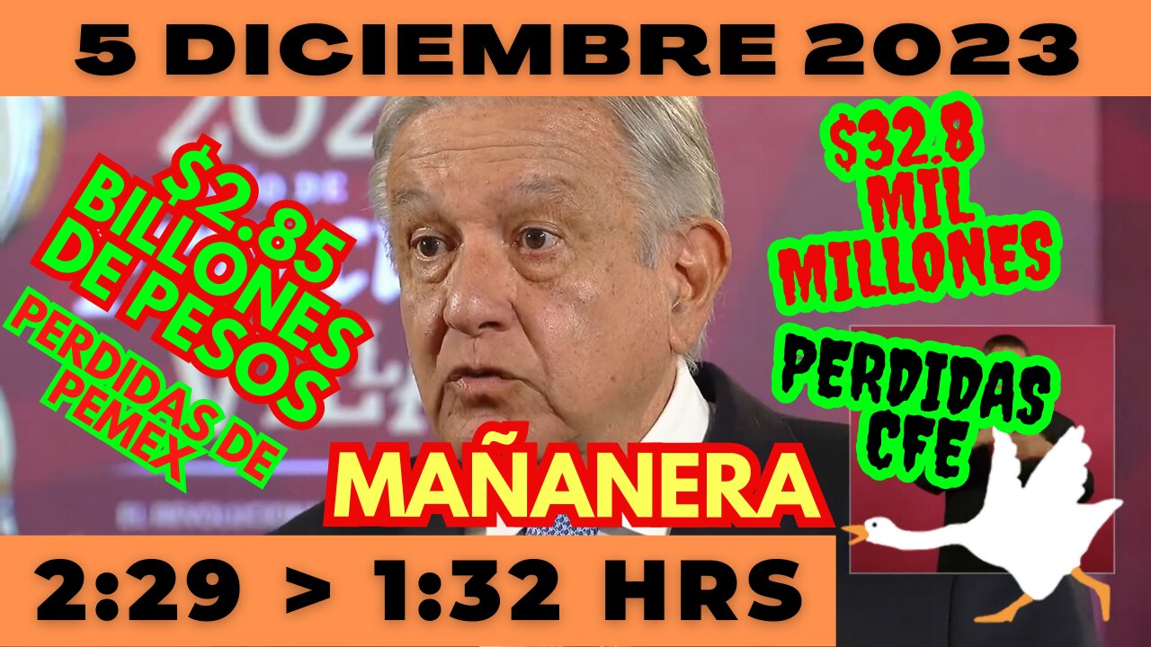 💩🐣👶 AMLITO | Mañanera *Martes 5 de Diciembre 2023* | El gansito veloz 2:29 a 1:32.