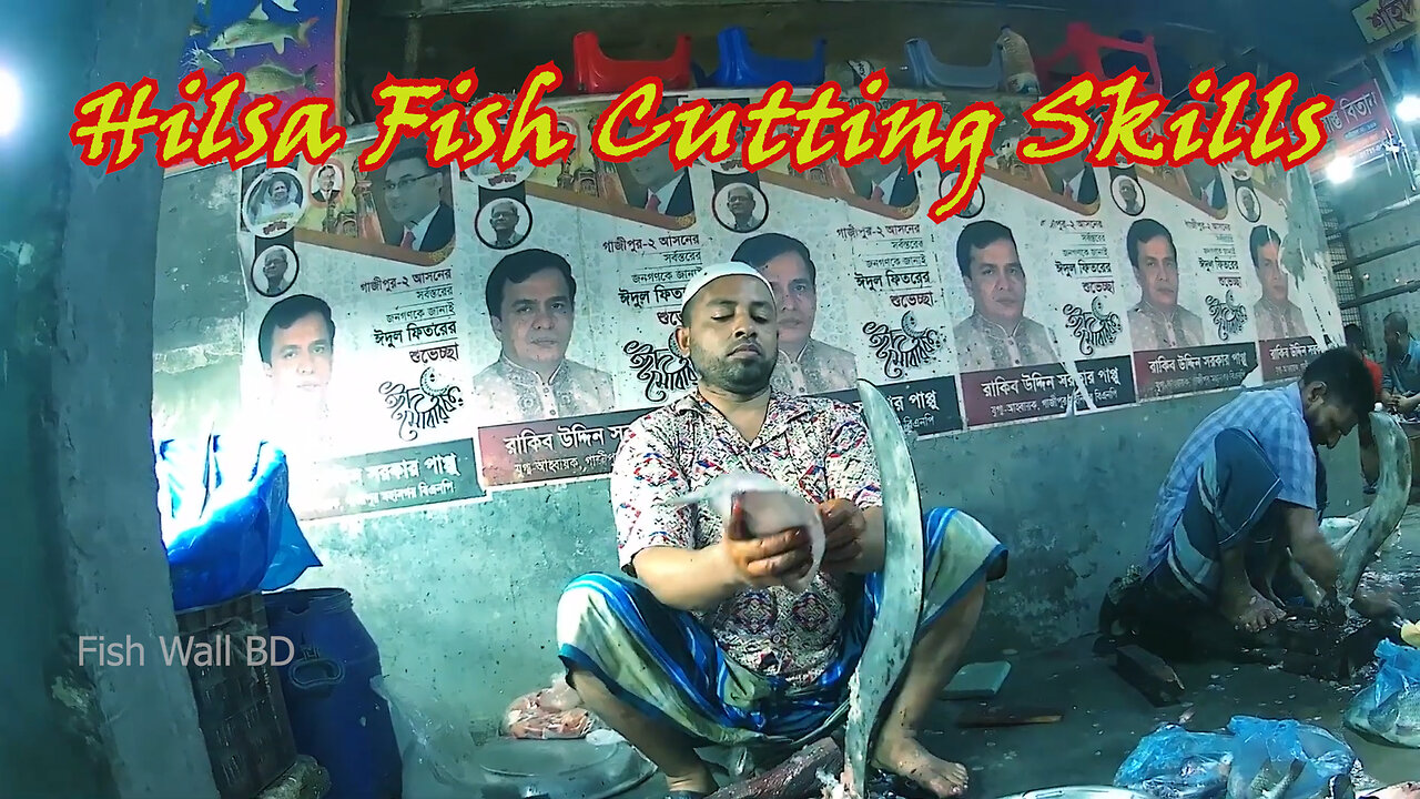 Hilsa Fish Cutting Skills In Fish Cutting Market-Hilsa Fish Cutting Video-Fish Wall BD