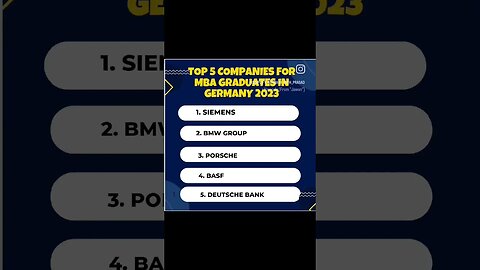 Top 5 Companies for MBA graduates in Germany 2023 | Prasad Botre | #shorts #study #jobingermany