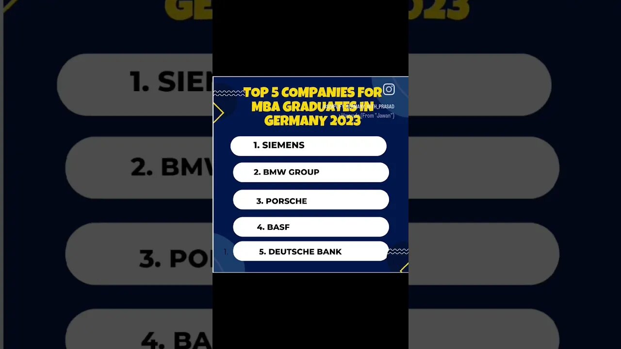 Top 5 Companies for MBA graduates in Germany 2023 | Prasad Botre | #shorts #study #jobingermany