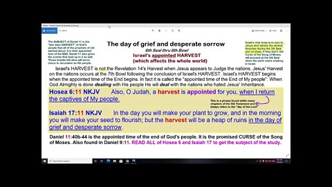 The HARVEST that is appointed for Israel