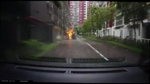 A lightning strike caused a manhole to explode in Singapore