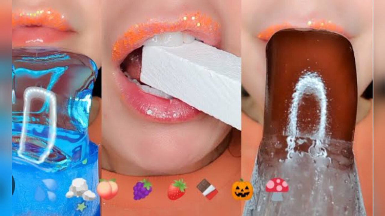 ASMR Satisfying Eating Emoji Food CRUNCHY CORN STARCH GUMMY FRUIT MARSHMALLOW Mukbang