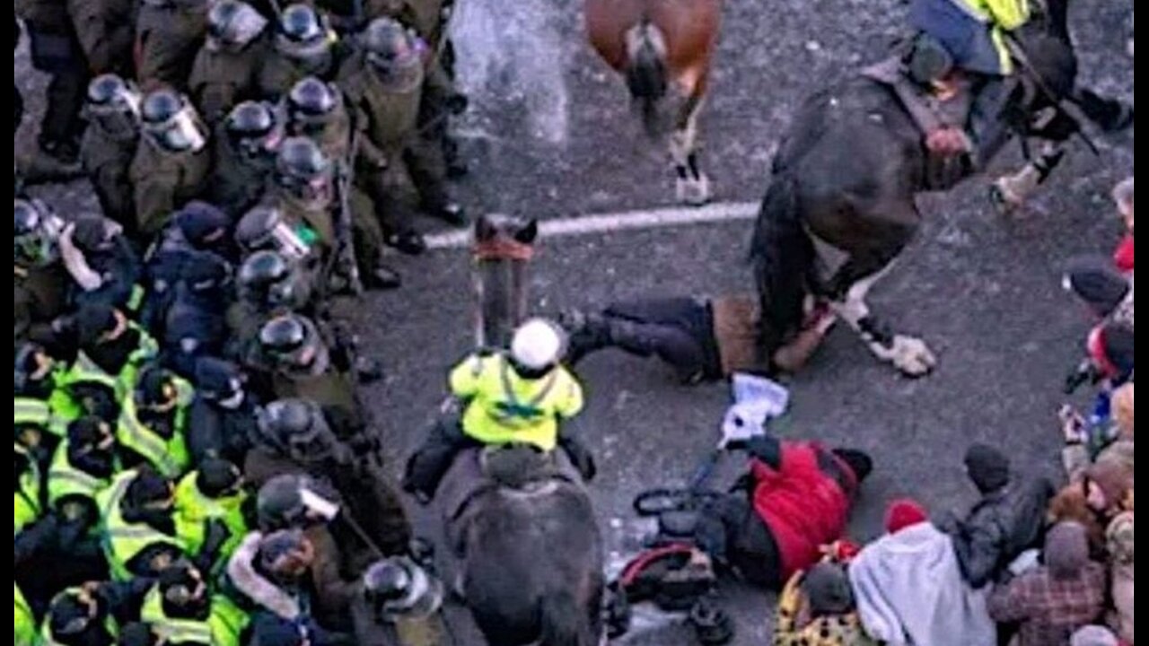 NEVER FORGET - Trudeau's mounted RCMP intentionally trample disabled indigenous lady