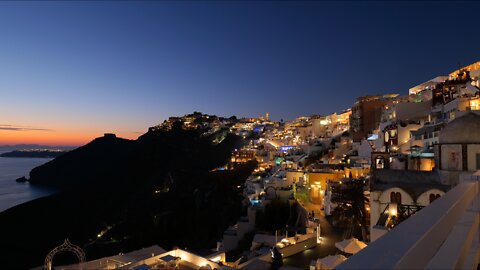 Fira in Santorini in the Evening 4K Walking Tour