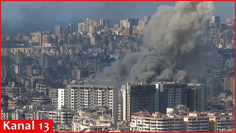 Explosions and clouds of black smoke rise from Beirut suburbs after Israeli airstrikes