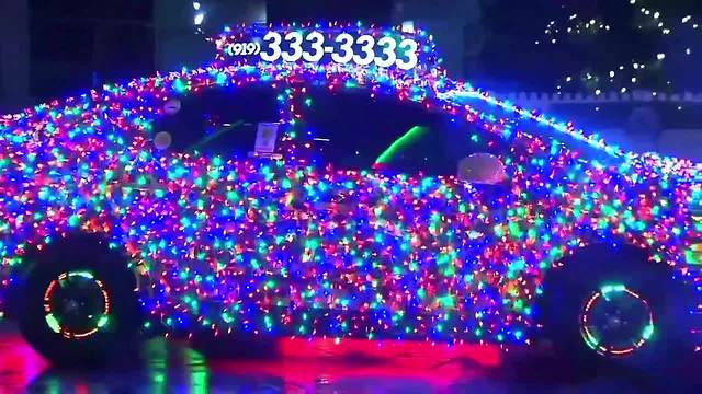 Crazy Christmas light cab shines in North Carolina