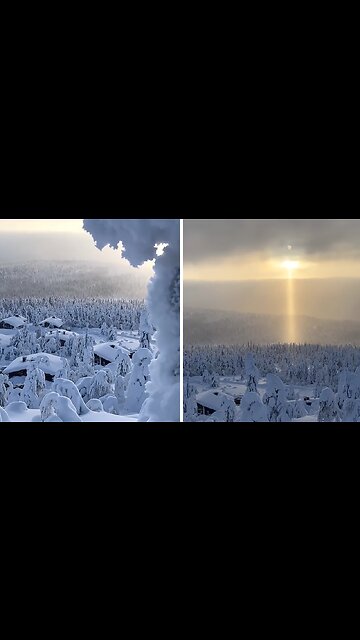 Mesmerizing light pillar illuminates cold skies of Finland