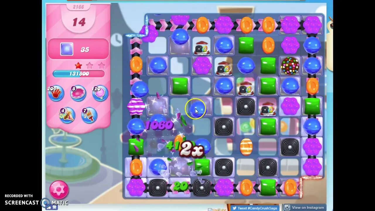 Candy Crush Level 2166 Audio Talkthrough, 2 Stars 0 Boosters