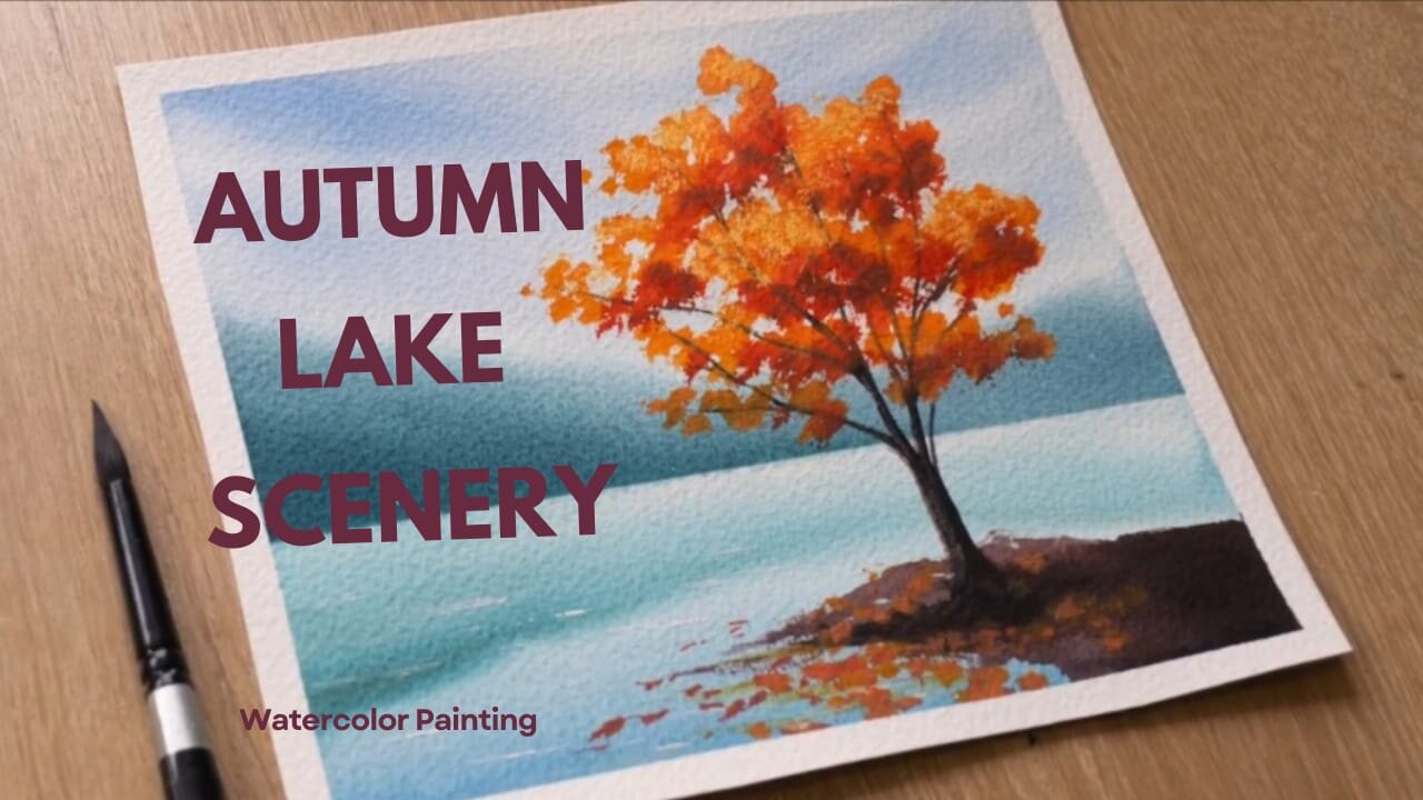 Watercolor Painting for Beginners / Autumn Lake Scenery / Step by Step Tutorial