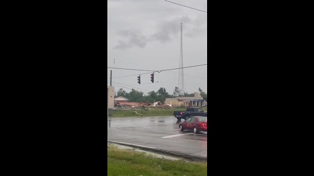 Tornado damages fire department in Goshen