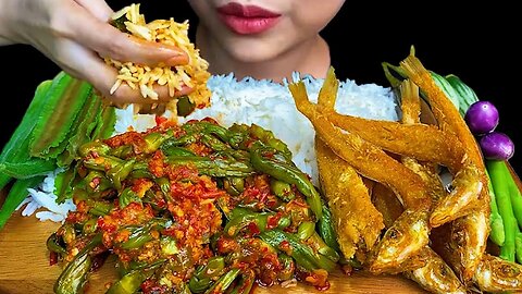 EATING SPICY FOOD||FRIED FISH, SPICY LIMNOCHARIS FLAVA WITH RICE