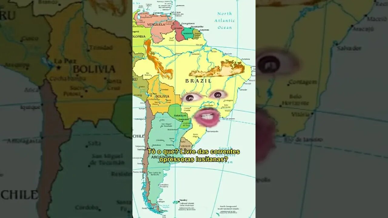 Brasil e Portugal discutindo sobre o descobrimento da nossa terra.