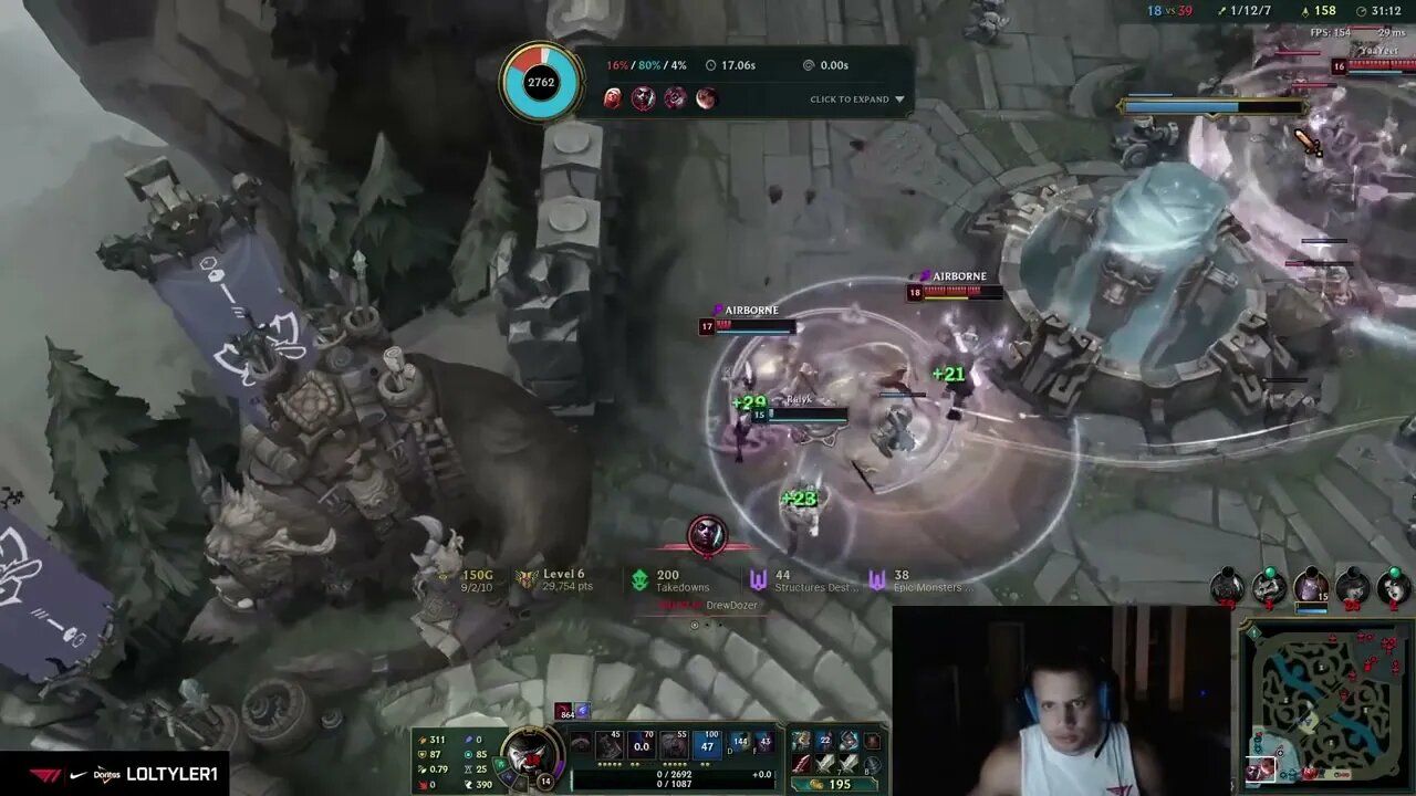 1/12 Tyler1 to his 2 /10 ADC