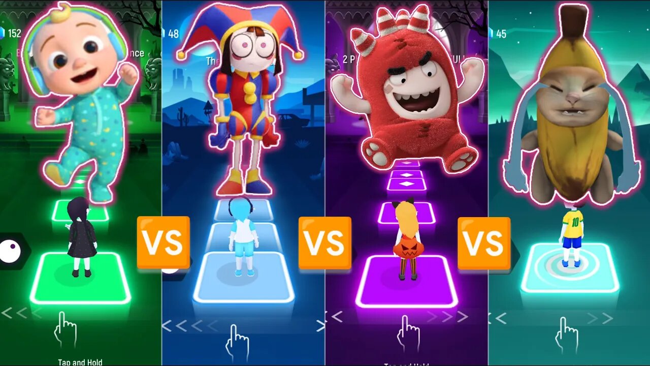 COCOMELON VS THE AMAZING DIGITAL CIRCUS VS ODDBODS VS BANANA CAT | Tiles Hop