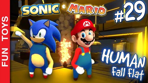 Human Fall Flat #29 - Mario e Sonic JUNTOS no novo mapa FACTORY! Será que eles vão cooperar? kkkkk 😂