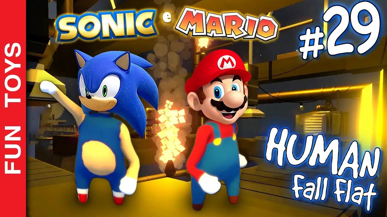 Human Fall Flat #29 - Mario e Sonic JUNTOS no novo mapa FACTORY! Será que eles vão cooperar? kkkkk 😂